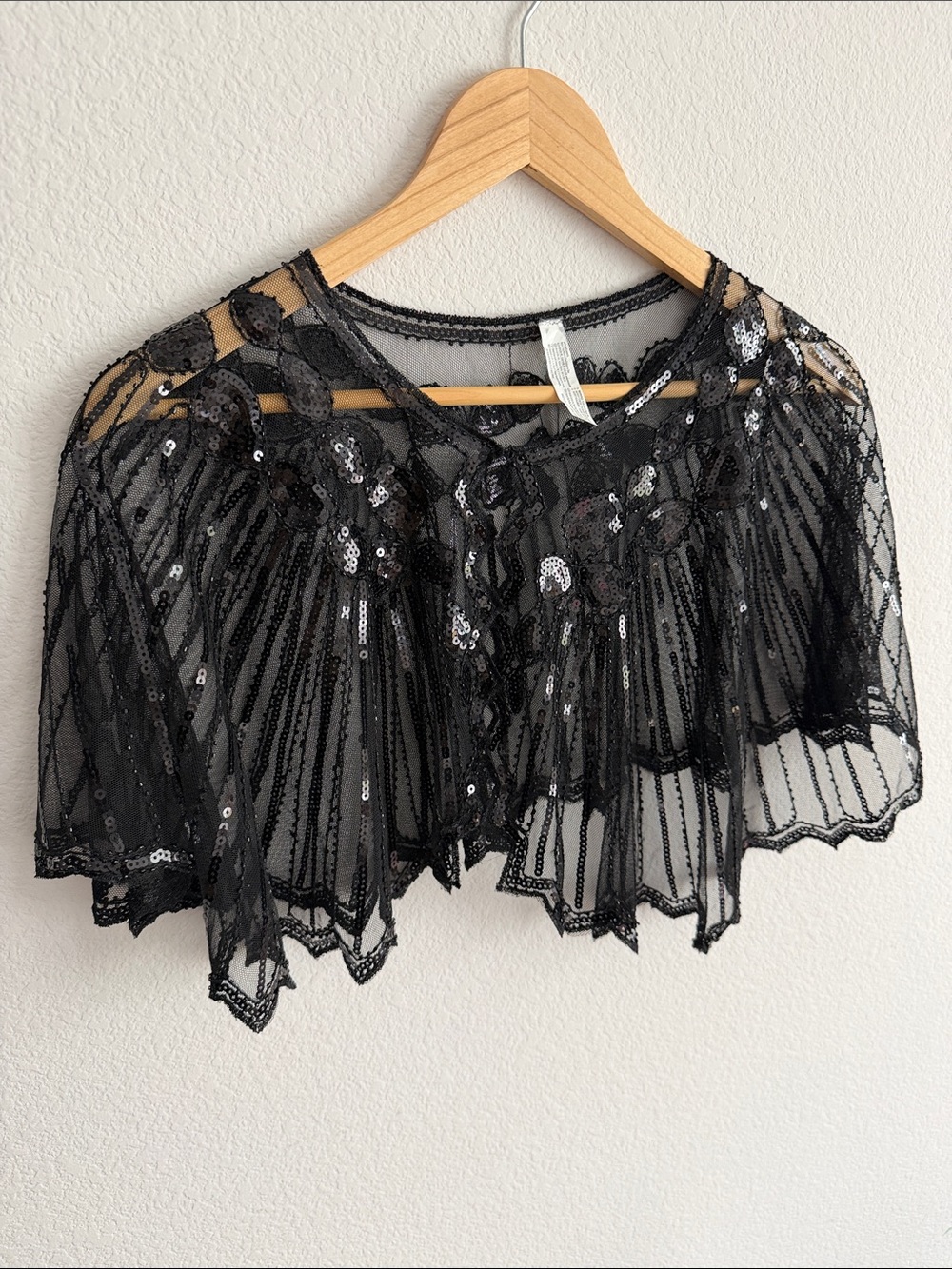 Black Sequin Mesh Party Cape- witch costume - Halloween- Flapper costume